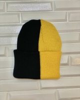 کلاه زمستانی دو رنگ مشکی زرد