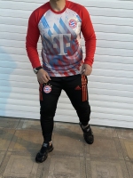 ست تیشرت و اسلش ورزشی Bayern Munich مشکی قرمز سفید