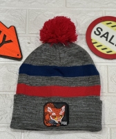 کلاه بافت FOX طوسی آبی قرمز