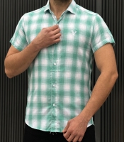 پیراهن آستین کوتاه چهارخونه Abercrombie سفید سبز
