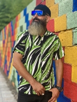 پیراهن هاوایی مدل برگ مشکی سبز